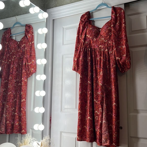 B.O.G. Collective Dresses & Skirts - B.O.G. Collective Crimson Floral Midi Dress